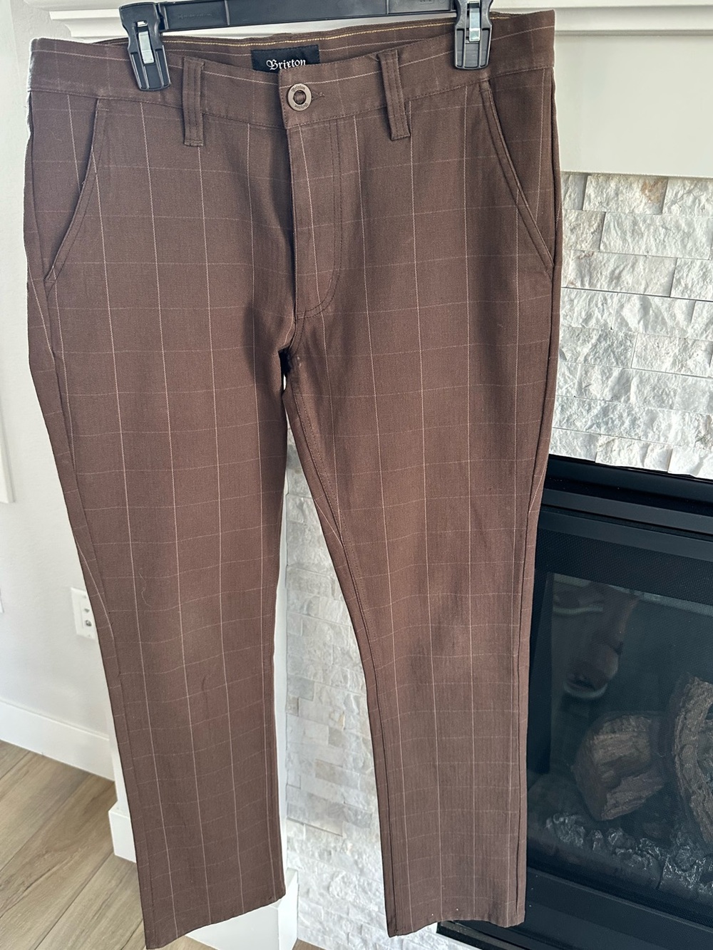 Women’s Brown Windowpane  Trousers.  Size 32/33
